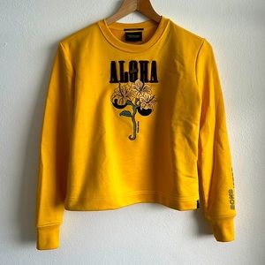 Scotch & Soda yellow-gold graphic sweatshirt. Beautifully embroidered.